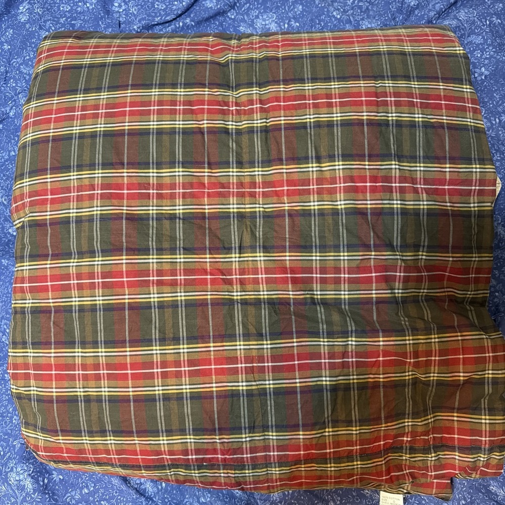 Ralph Lauren Home Queen Plaid Comforter Embroidered EST 1967 Cotton Red Green - Picture 5 of 16